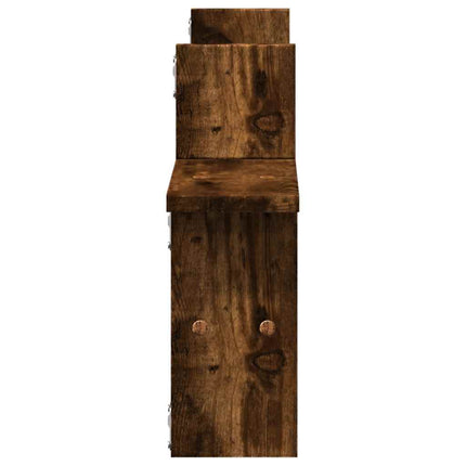 Vägghyllor 2 st rökfärgad ek 38x12x38 cm konstruerat trä