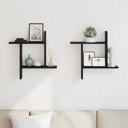 Vägghyllor 2 st svart 50x12x50 cm konstruerat trä
