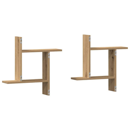 Vägghyllor 2 st ek 50x12x50 cm konstruerat trä