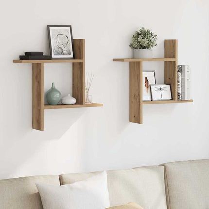 Vägghyllor 2 st ek 50x12x50 cm konstruerat trä