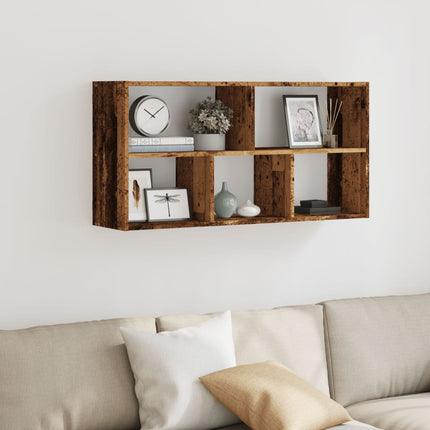 Vägghylla åldrat trä 100x25x50 cm konstruerat trä