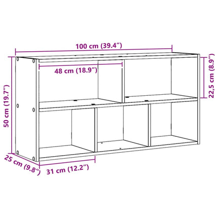 Vägghylla ek 100x25x50 cm konstruerat trä