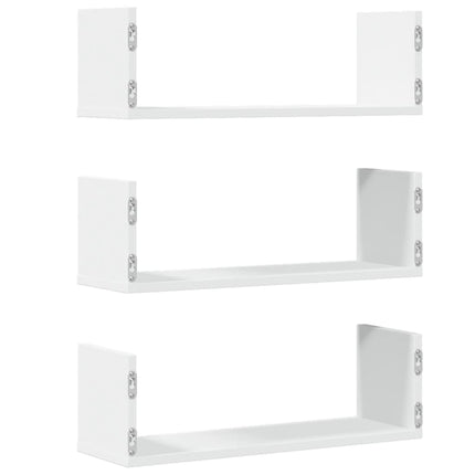 Vägghyllor 3 st vit 58x18x18 cm konstruerat trä