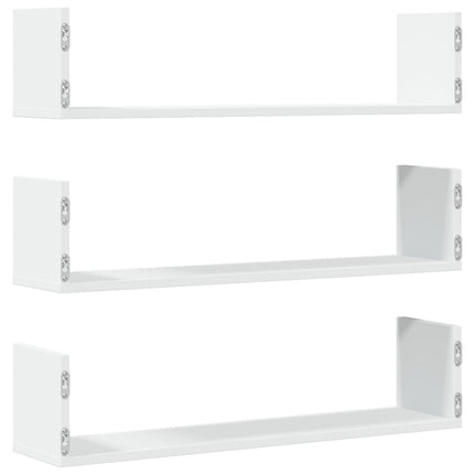 Vägghyllor 3 st vit 80x18x18 cm konstruerat trä