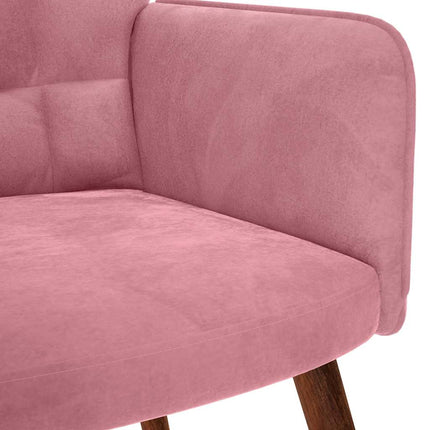 Vilstol med fotpall rosa sammet