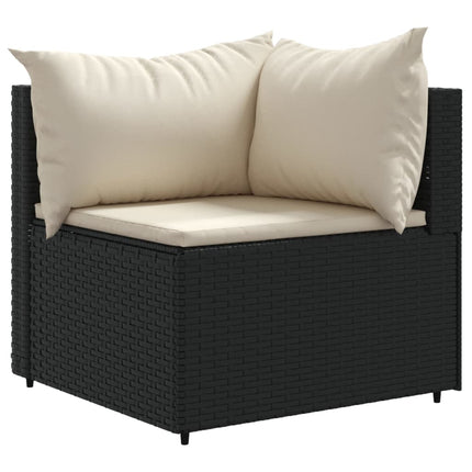 Loungegrupp med dynor 6 delar svart konstrotting