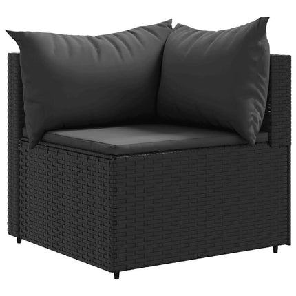 Loungegrupp med dynor 6 delar svart konstrotting