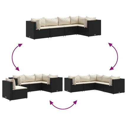 Loungegrupp med dynor 5 delar konstrotting svart