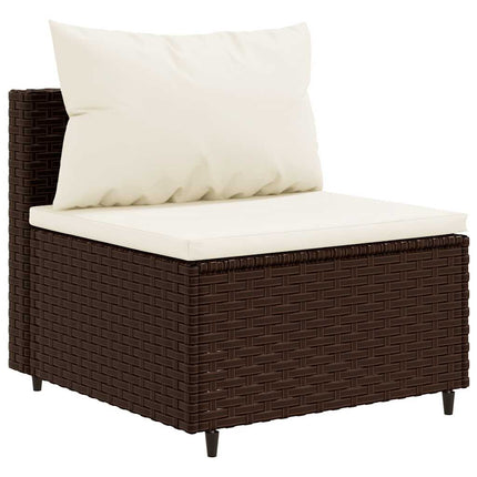 Loungegrupp med dynor 5 delar brun konstrotting