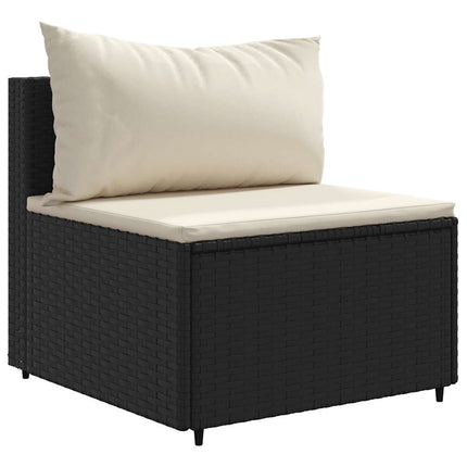 Loungegrupp med dynor 6 delar svart konstrotting