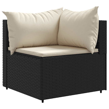 Loungegrupp med dynor 5 delar konstrotting svart
