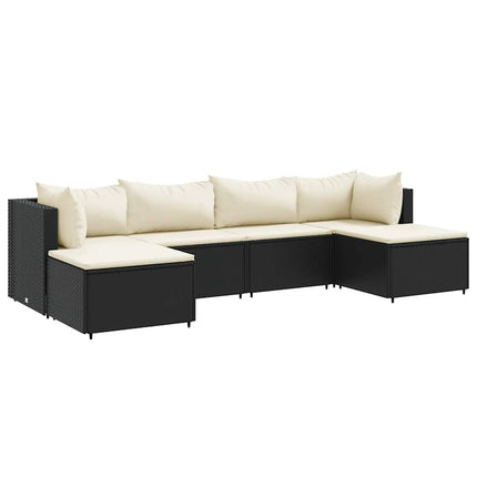 Loungegrupp med dynor 6 delar svart konstrotting