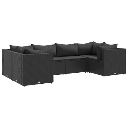Loungegrupp med dynor 6 delar svart konstrotting