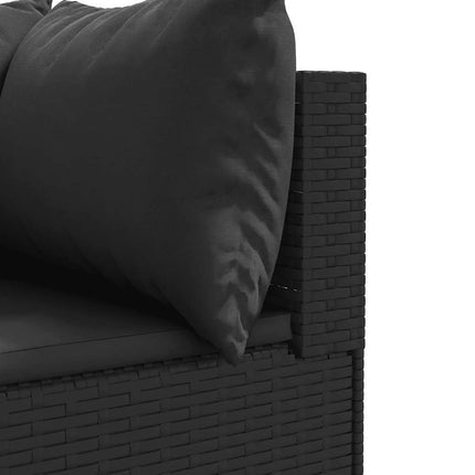 Loungegrupp med dynor 6 delar svart konstrotting