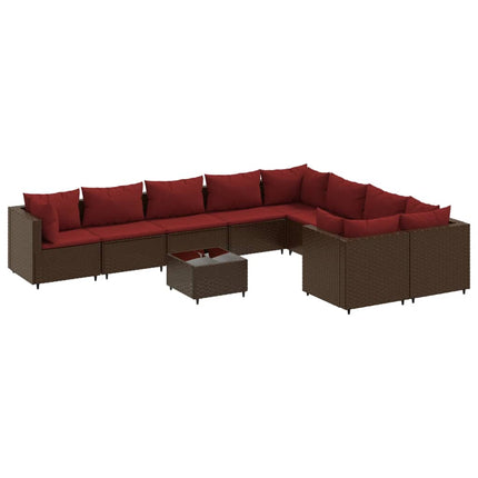 Loungegrupp 10 delar med brun dynor konstrotting