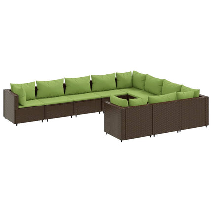 Loungegrupp 10 delar med brun dynor konstrotting