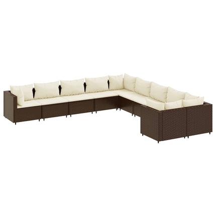 Loungegrupp 10 delar med brun dynor konstrotting