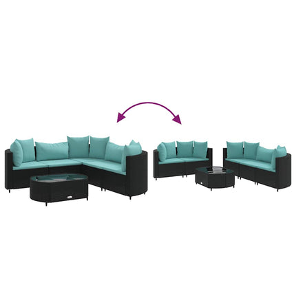 Loungegrupp med dynor 6 delar svart konstrotting
