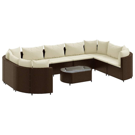 Loungegrupp 10 delar med brun dynor konstrotting