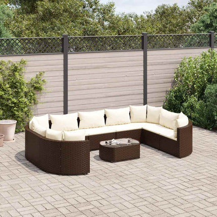 Loungegrupp 10 delar med brun dynor konstrotting