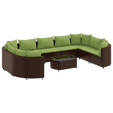 Loungegrupp 10 delar med brun dynor konstrotting