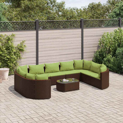Loungegrupp 10 delar med brun dynor konstrotting