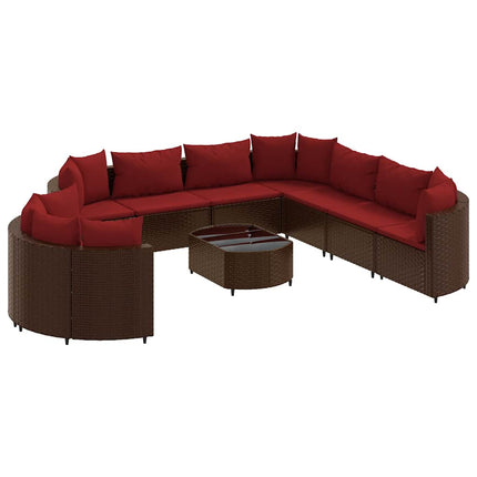 Loungegrupp 10 delar med brun dynor konstrotting