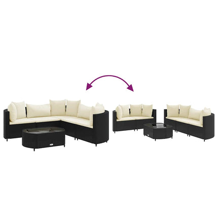 Loungegrupp med dynor 6 delar svart konstrotting
