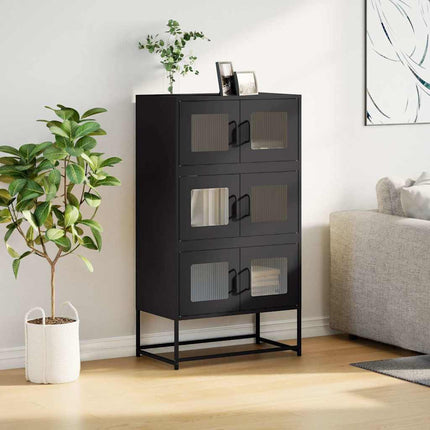 Highboard svart 68x39x123 cm stål