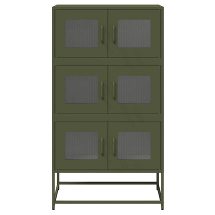 Highboard olivgrön 68x39x123 cm stål