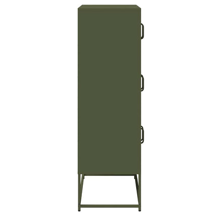 Highboard olivgrön 68x39x123 cm stål