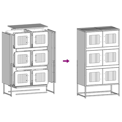 Highboard olivgrön 68x39x123 cm stål
