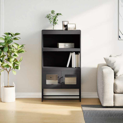 Highboard svart 68x39x123 cm stål
