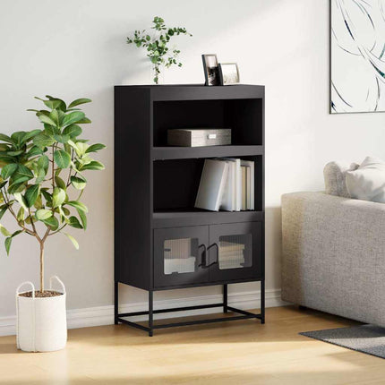Highboard svart 68x39x123 cm stål
