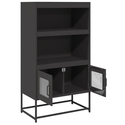 Highboard svart 68x39x123 cm stål