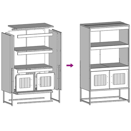Highboard svart 68x39x123 cm stål