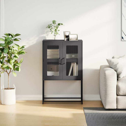 Highboard svart 68x39x107 cm stål