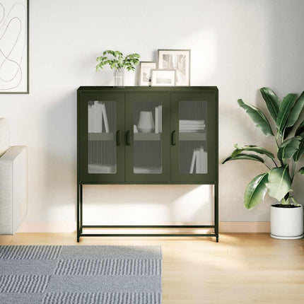 Sidoskåp olivgrön 100,5x39x107 cm kallvalsat stål