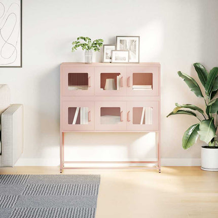 Sidoskåp rosa 100,5x39x107 cm kallvalsat stål