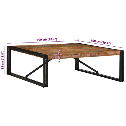 Soffbord flerfärgat 100x100x35 cm massivt trä återvunnet