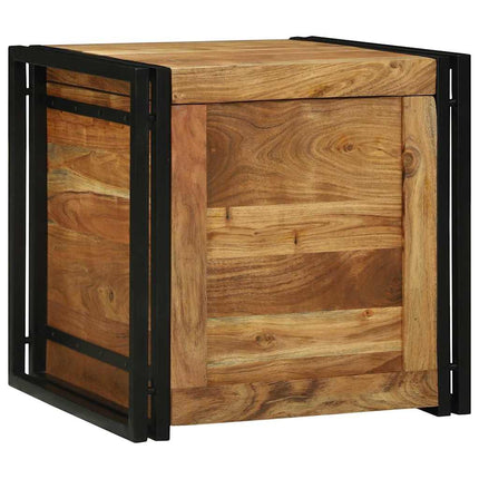 Förvaringslåda Brun och svart 50 x 50 x 50 cm Massivt Akaciaträ