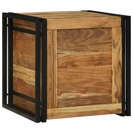 Förvaringslåda Brun och svart 50 x 50 x 50 cm Massivt Akaciaträ
