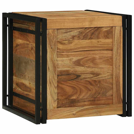 Förvaringslåda Brun och svart 50 x 50 x 50 cm Massivt Akaciaträ