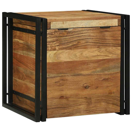 Förvaringslåda Brun och svart 50 x 50 x 50 cm Massivt Akaciaträ