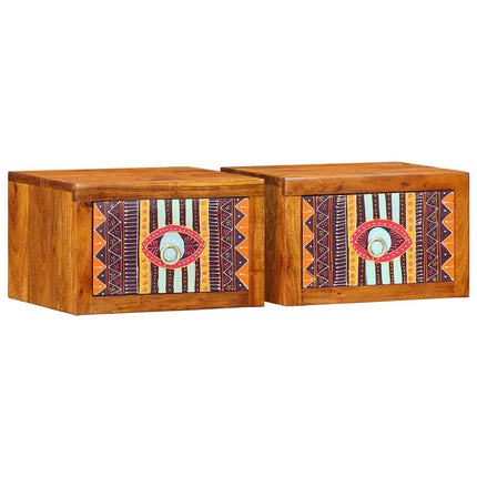 Nattduksbord med låda 2 pcs Brun 35 x 30 x 22 cm