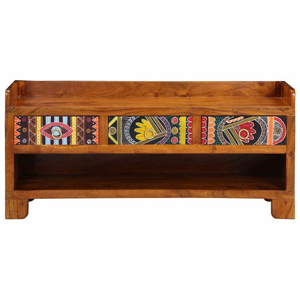Skobänk med låda Honung brun 100 x 35 x 45 cm Akacia Massivträ