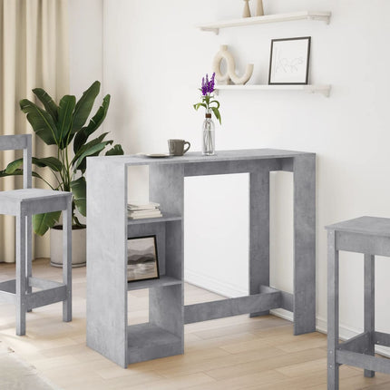 Barbord med hylla betonggrå 124x46x103,5 cm konstruerat trä