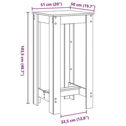 Barbord artisian-ek 51x50x103,5 cm konstruerat trä
