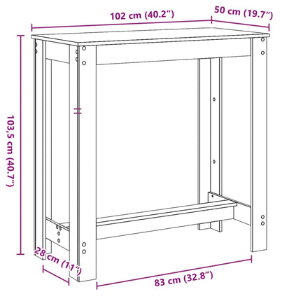 Barbord vit 102x50x103,5 cm konstruerat trä