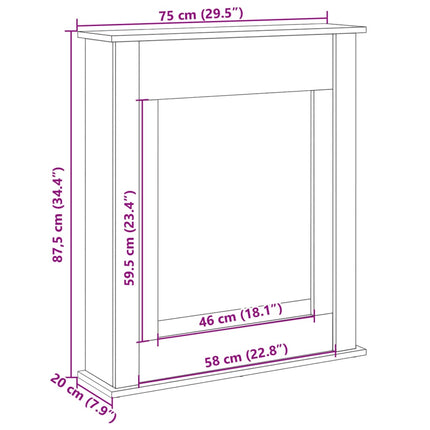 Spiselkrans betonggrå 75x20x87,5 cm konstruerat trä